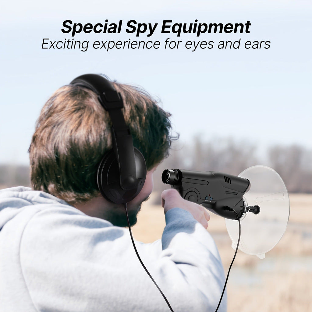 Bionic Ear Sound Amplifier with 8x Monocular Telescope, Long-Range Digital Audio Listening Device with Headphones for Bird Watching Nature