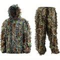 Ghillie Suit 3D Camo Hunting Set – Lightweight Breathable Hooded Camouflage Jacket & Pants for Deer Hunting Sniper Airsoft & Wildlife