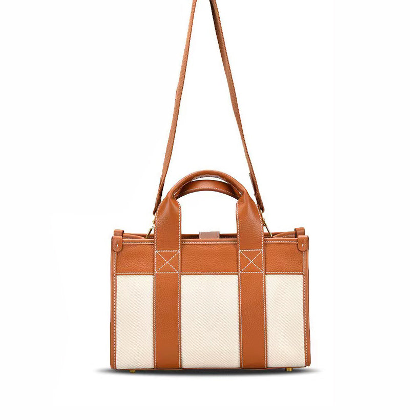 Canvas Genuine Leather Women's Commuter Bag,11.4in Length -i7bags