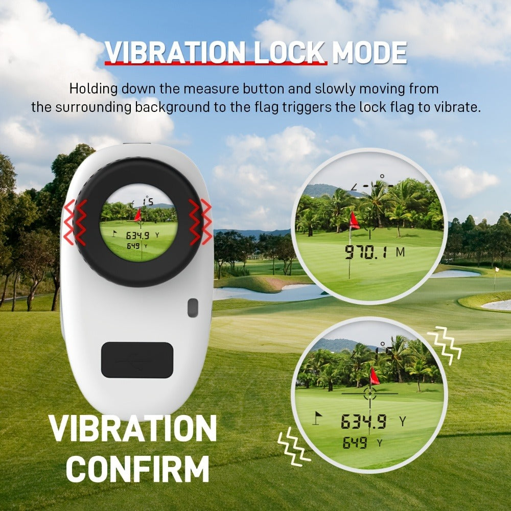 Slope Switch Golf Rangefinder 1000 Yard | 6x Magnification Laser Rangefinder with Flag Lock Vibration, Slope Compensation & Magnetic Strip