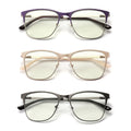 Reading Glasses – Three-Pair Rectangular Metal Readers with Polycarbonate Lenses with Multiple Strength and Color Options