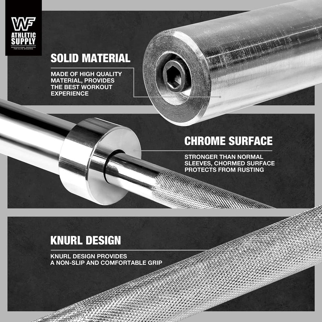 6FT Olympic Barbell Bar 2 Inch | 28mm Grip Shaft Cold Rolled Steel | 30lb Weightlifting Bar for Squat Deadlift Bench Press Powerlifting |