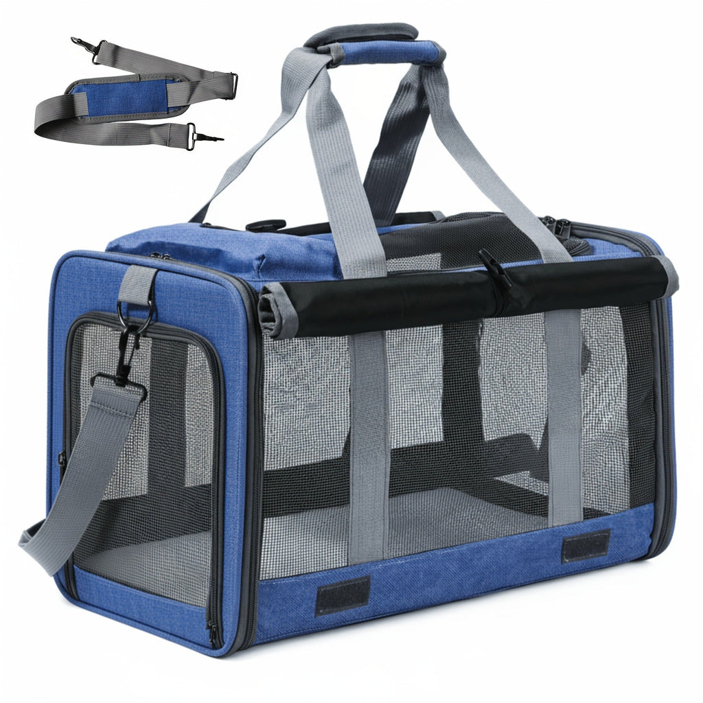 Airline Approved Pet Carrier Soft Sided Collapsible for Cats & Small Dogs – Breathable Oxford Cloth Travel Bag with Zipper Closure