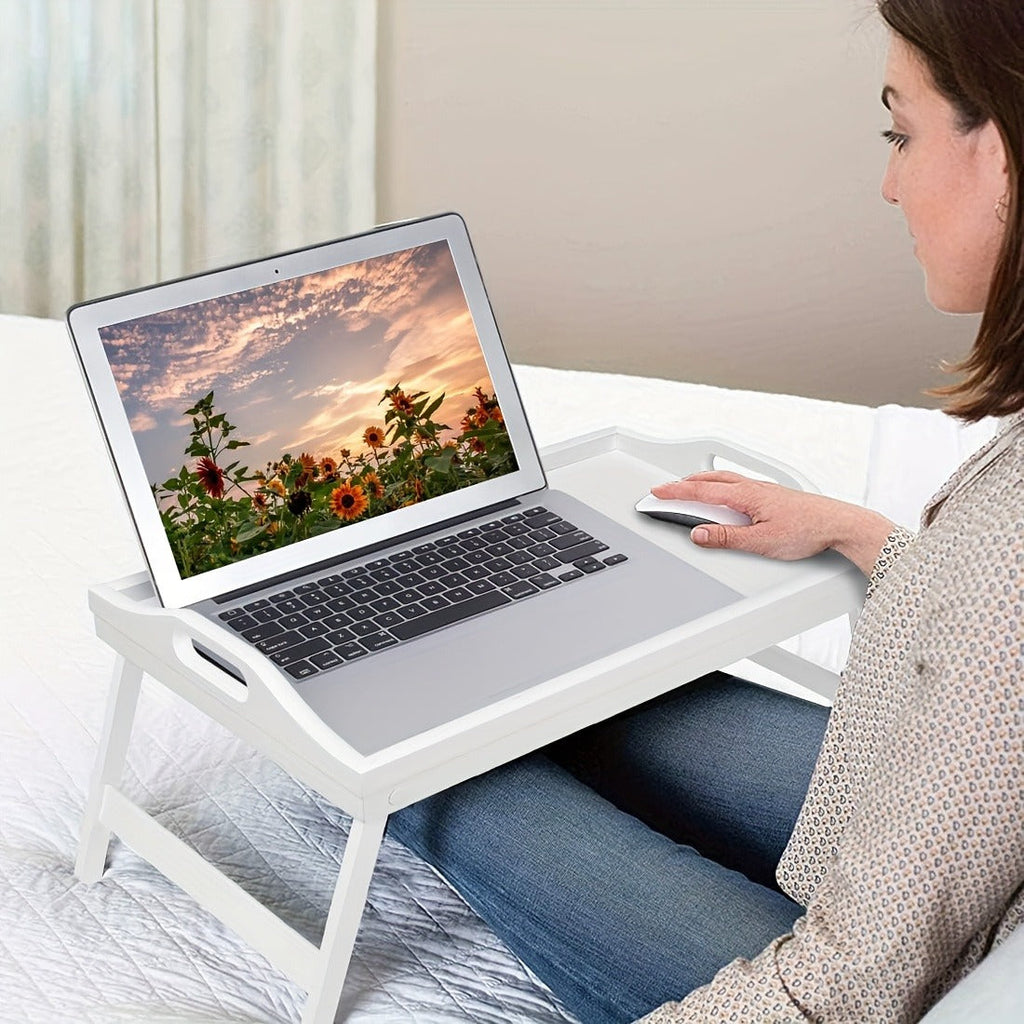 Bamboo Bed Tray with Folding Legs Large 19.5x12 Inch Lap Desk for Breakfast Sofa Laptop Reading Drawing Snack Tray Eco Friendly Foldable
