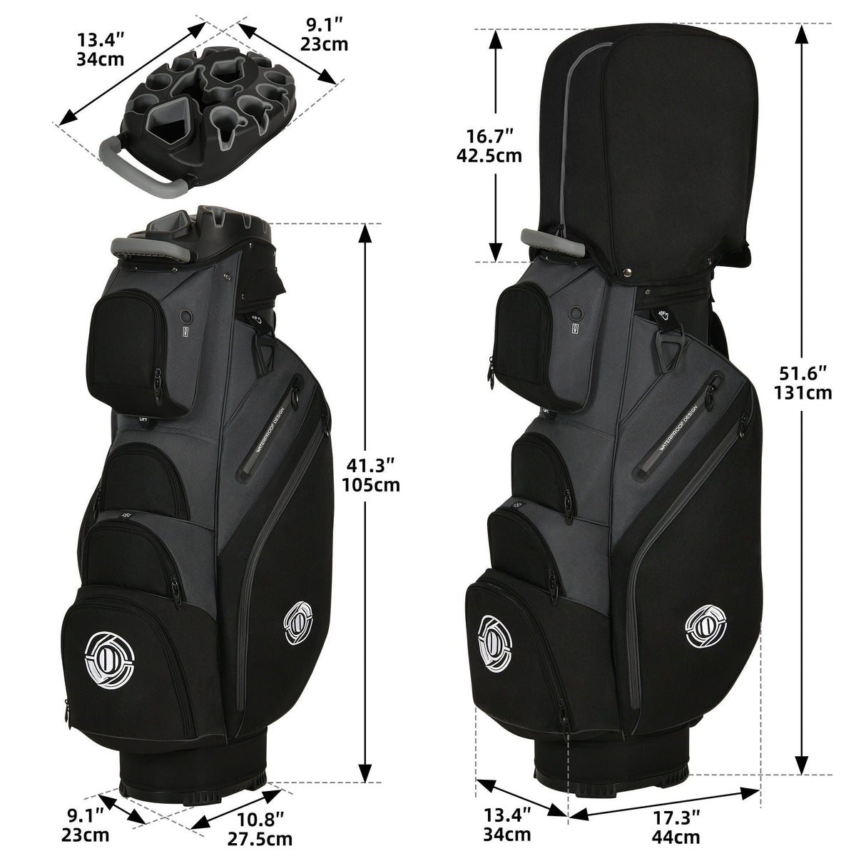 Hard Shell Golf Bag Armored Protective 900D High-Density Oxford Cloth Large Capacity Professional Equipment Travel Bag 105x27x38cm Deep Grey