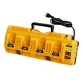 Four-Port Battery Charging Station Compatible with Select DeWalt 12V/20V Batteries, Two USB Ports and US Plug