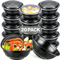 Food Storage Containers 36 oz Black Diamond Salad Bowls with Lids in 20- or 150-Set Options