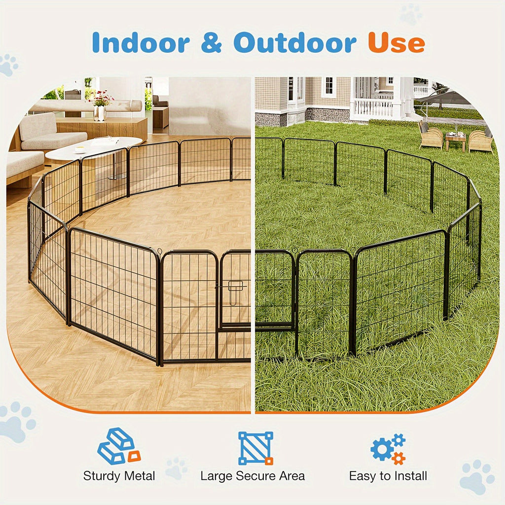 Dog Playpen Heavy Duty Foldable – 8 & 16 Panel Pet Exercise Pen for Large Medium Small Dogs, Portable Indoor Outdoor Puppy Pen for Yard
