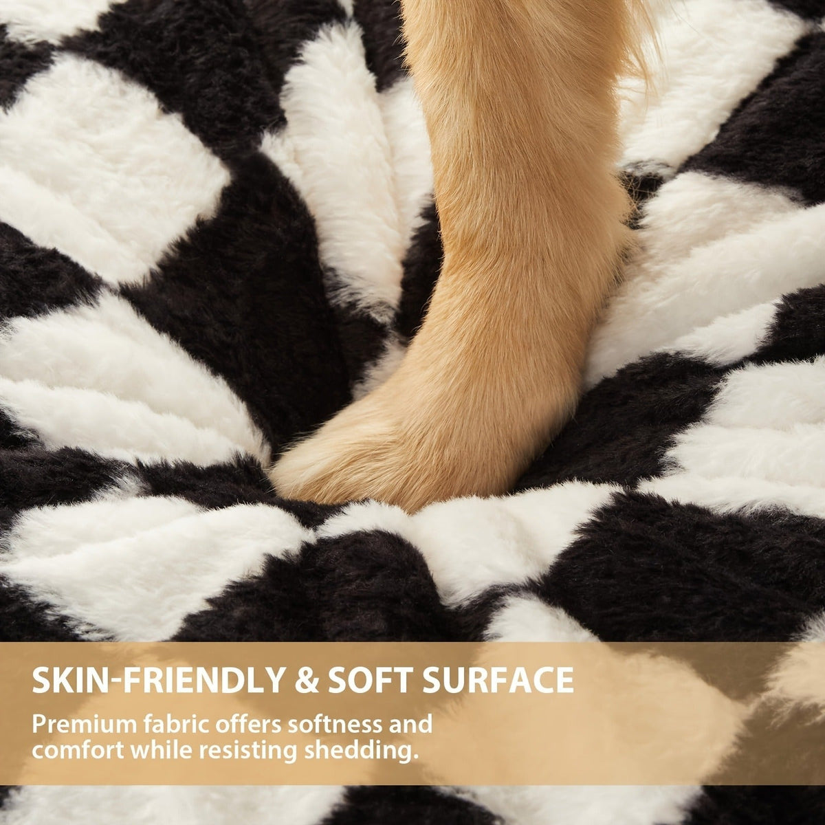 Orthopedic Dog Bed with Removable Washable Cover – Non-Slip Bottom, Black & White Plaid, Soft Memory Foam Dog Sofa Bed