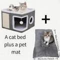 Multi-Tier Cat House & Indoor Cat Cube Bed – Foldable 2-Level Cat Tree with Scratching Post, Toy Tunnel & Plush Hanging Ball