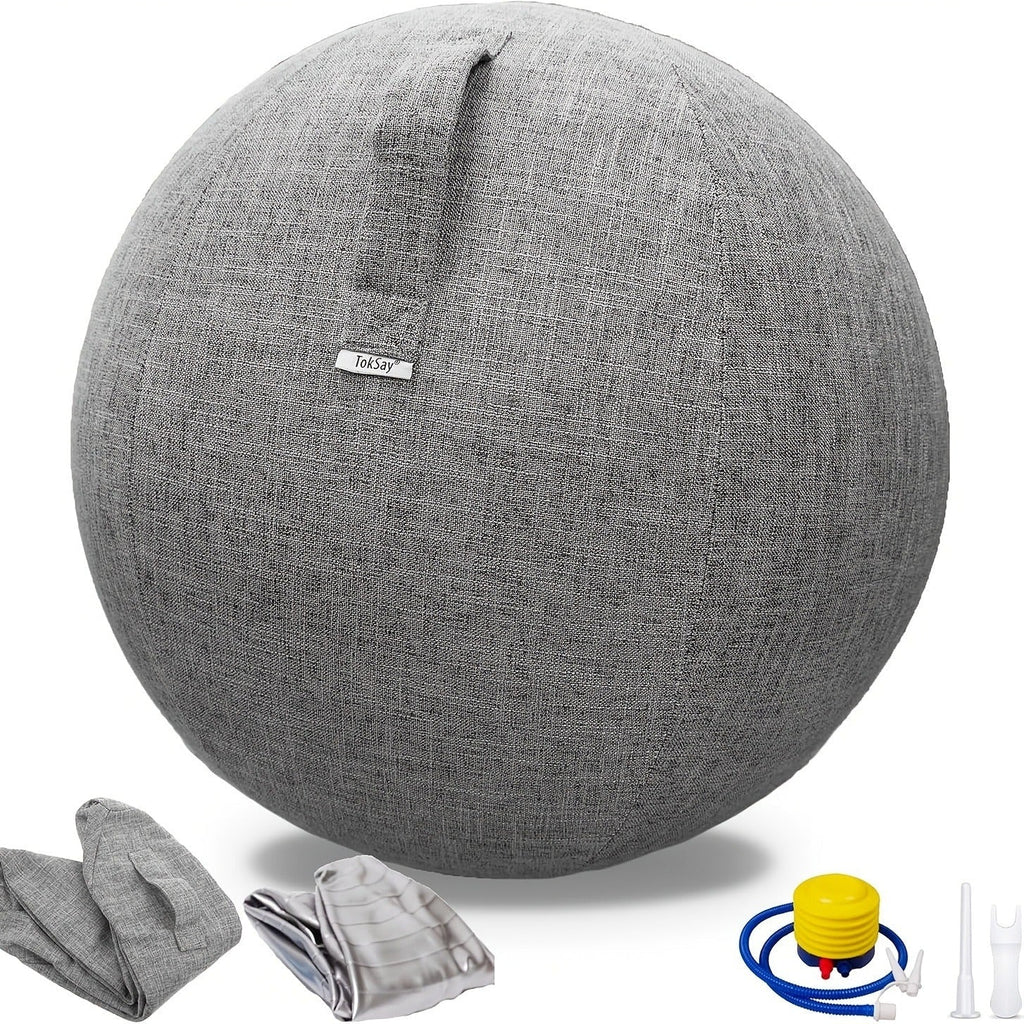 Fitness Equipment 65cm Exercise Ball with Fitted Fabric Cover Carry Handle Pump and Two Colors
