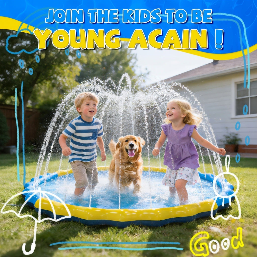 Splash Pad Sprinkler for Kids, Extra Large Inflatable Wading Pool Outdoor Water Play Mat Toy for Toddlers & Children Ages 3+