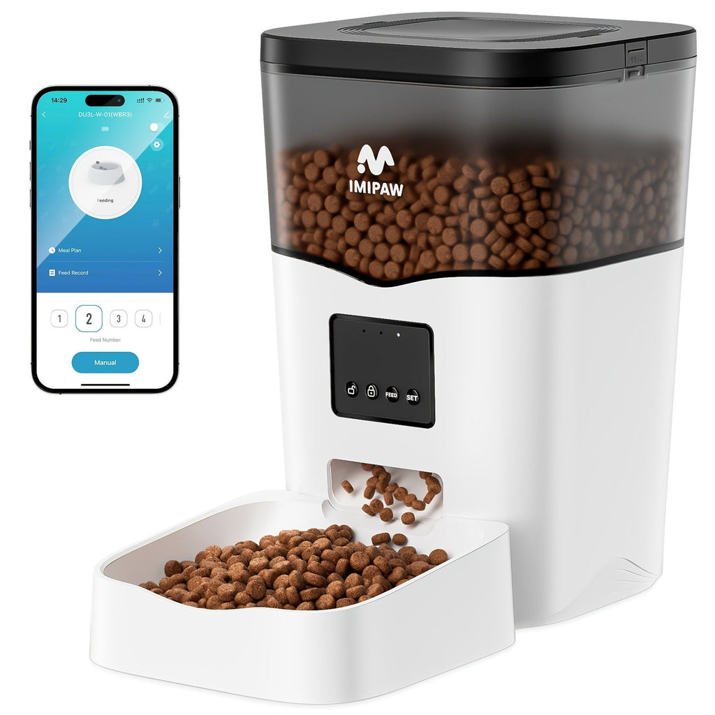 Smart WiFi Automatic Pet Feeder 101oz – App Control, Up to 10 Meals Per Day, HD Camera Option with 2.4G & 5G, Voice Assistant Compatible