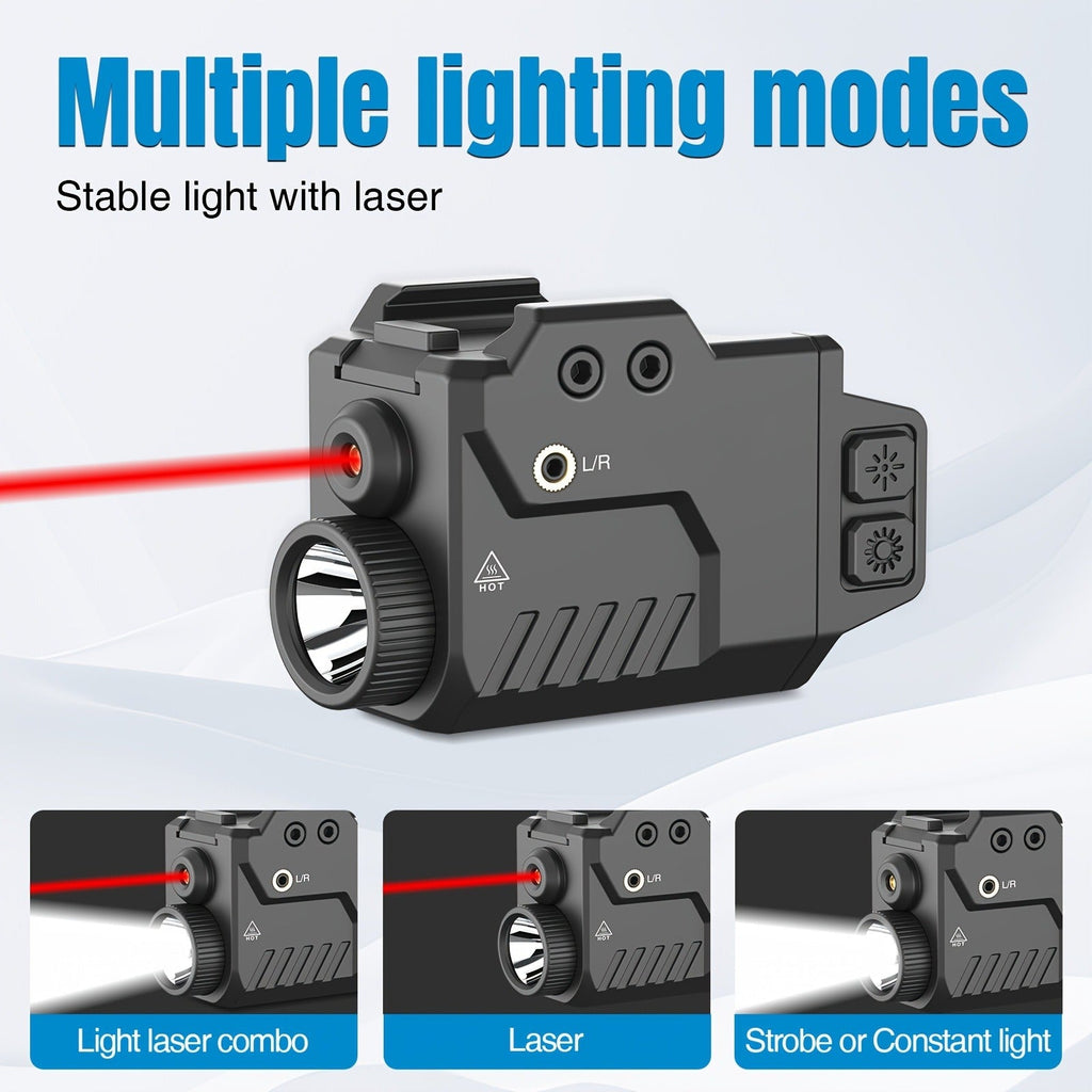 Tactical Flashlight with Laser Sight – 750 Lumen Pistol Light, Red/Green/Blue Laser, Strobe & Memory Mode