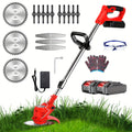 Cordless String Trimmer 24V 800W, Weed Wacker with 2 Batteries, Charger & 3 Blades, Adjustable Head