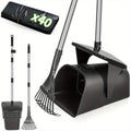 Dog Pooper Scooper with Long Handle & Swivel Bin – Heavy Duty Rake Spade Set, 40 Waste Bags Included, Pet Waste Removal for Yard Grass