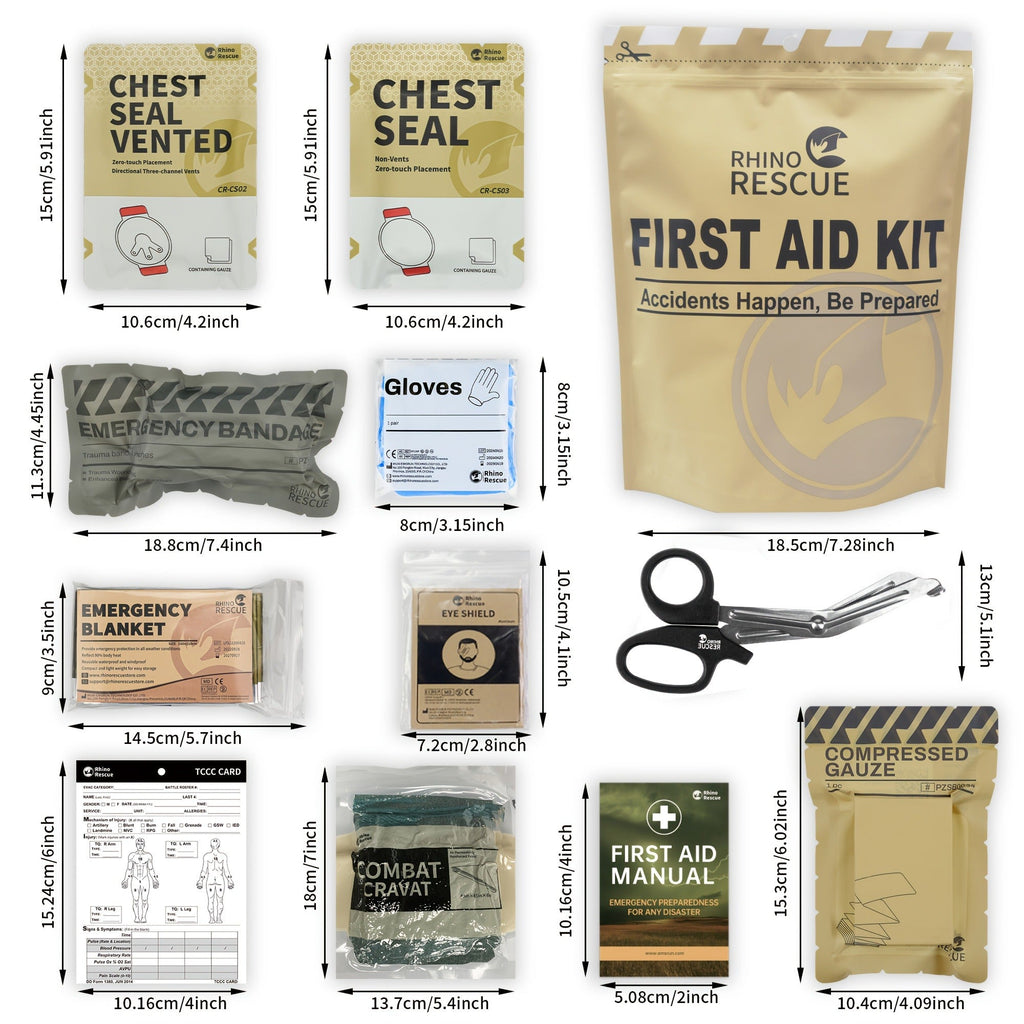 11-Piece IFAK Refill First Aid Kit with Labeled Dressing, Blanket, Gauze, Glove, Manual and Scissor Supplies