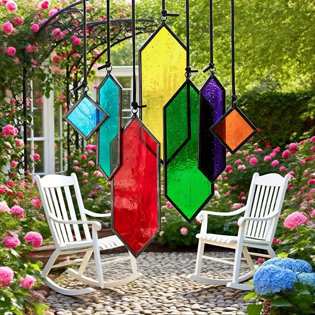 Glass Rainbow Suncatcher Hanging Ornament – Crystal Prism Window Sun Catcher for Garden, Patio & Home Decor