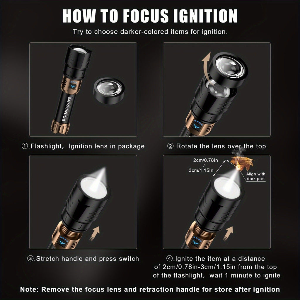 Flashlight Zoomable Rechargeable Cycling Light with Four Modes and Seven Listed Kit Configurations
