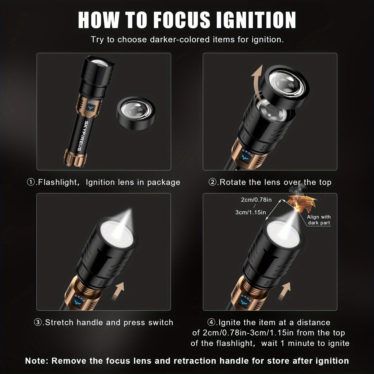 Flashlight Zoomable Rechargeable Cycling Light with Four Modes and Seven Listed Kit Configurations