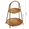 Round Tiered Serving Tray with Woven-Look Frame in Single- or Two-Layer Light Coffee Configurations