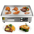 Flat Top Griddle 22 Inch 1600W Electric Countertop Teppanyaki Grill Non-Stick Stainless Steel Commercial for Garden, Patio and Yard Use