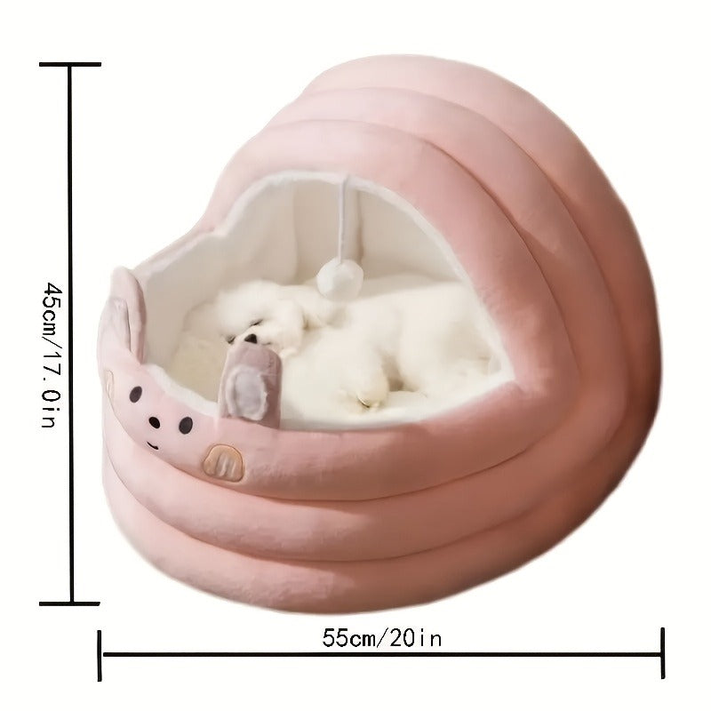 Plush Cave Dog Bed with Padded Rim, Large 21.7 x 20 x 17.7-Inch Size and Three Color Options