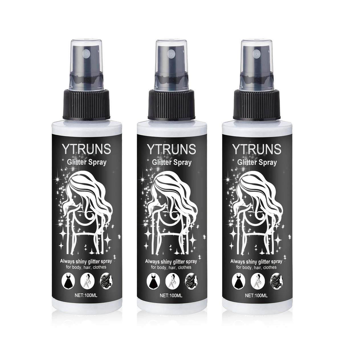 Glitter Spray for Hair & Body Quick Dry Shimmer Spray – High-Gloss Body Glitter for Face Lips Eyes Skin Festival Rave Party Photoshoot