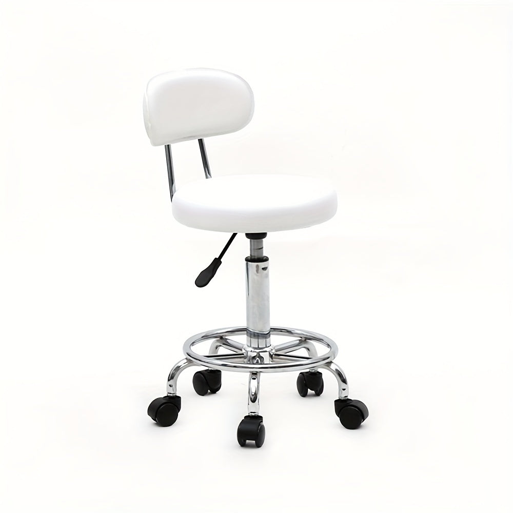 Adjustable Salon Stool with Back 360 Swivel PU Leather Cushioned Round Seat Chair for Salon Barber Spa Esthetician Home Office Vanity Makeup