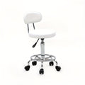 PU Leather Salon Stool with Back & 360° Swivel, Adjustable Height 18.9"-22.8" Round Cushion Chrome Base