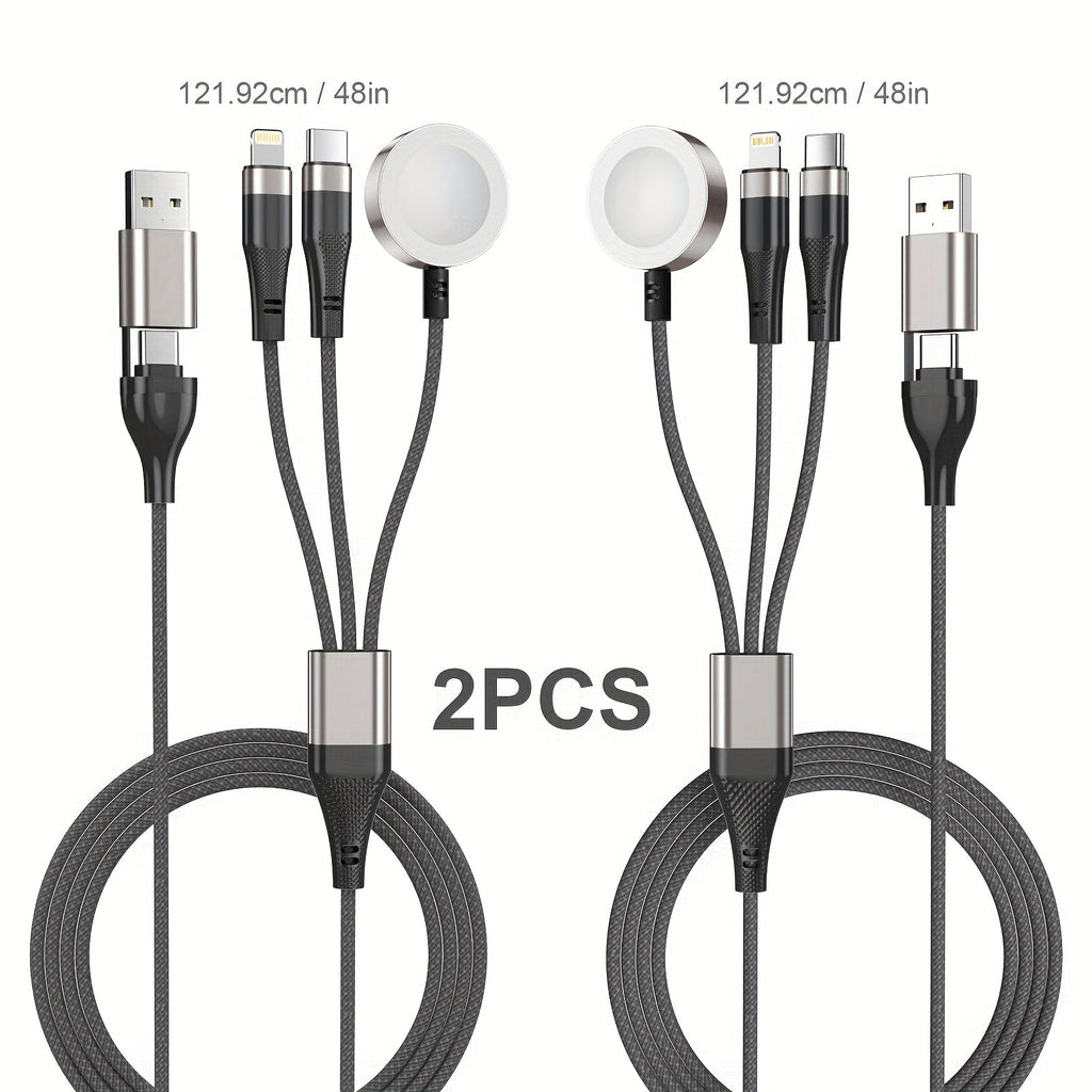 Two-Piece Braided Charging Cable Set with Dual USB-A/USB-C Input and 2-Foot plus 4-Foot Lengths