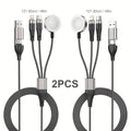 Two-Piece Braided Charging Cable Set with Dual USB-A/USB-C Input and 2-Foot plus 4-Foot Lengths