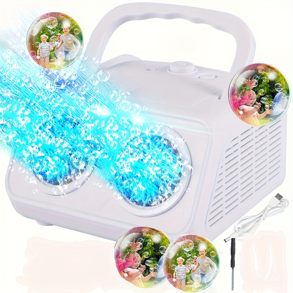 Electric Bubble Maker with 10X Bubble Solution, Dual Fan 20000+ Bubbles Per Minute Machine for Kids