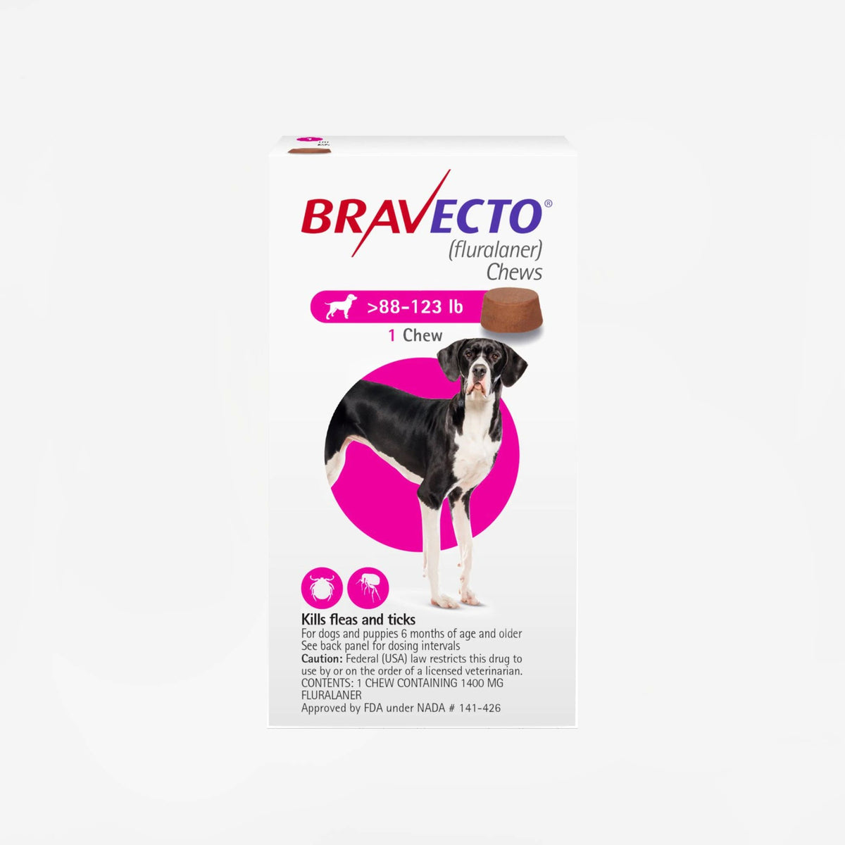 Prescription Flea and Tick Treatment for Dogs Chews / 88-123 lbs; 1400 mg
