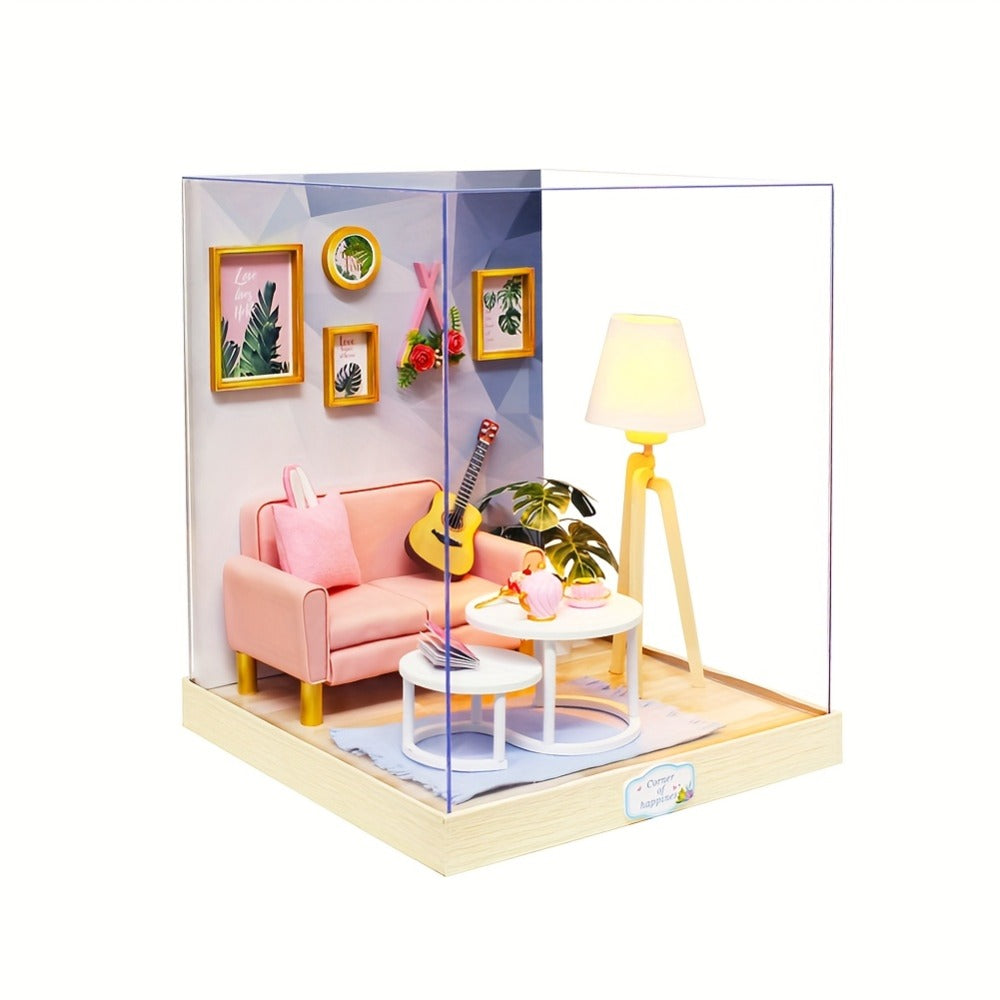 DIY Miniature Dollhouse Kit with Dust Cover Small, Mini House Model No Glue with the Listed Color, Size or Set Options for Everyday Use