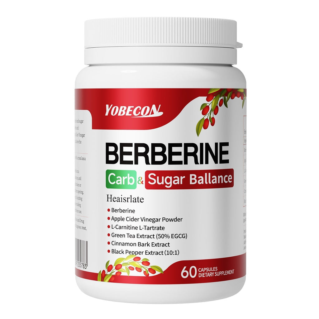 Dietary Supplement Berberine Capsules with Apple Cider Vinegar, Cinnamon and Green Tea, 60 Count