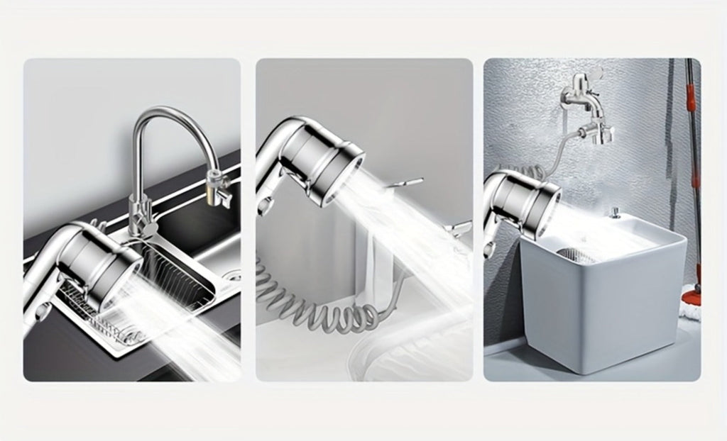 Faucet Extender Pull-Out Retractable Showerhead for Washbasin - Hot & Cold Compatible Hair Washing Sink Sprayer