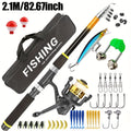 Baitcasting Rod and Reel Combo Set – Medium-Fast Action Telescopic Fishing Rod with Line, Lures, Accessories Box & Carry Bag