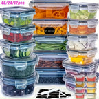 Container Set Food Storage Organizer with Locking Plastic Lids in 12-, 24- or 48-Piece Options