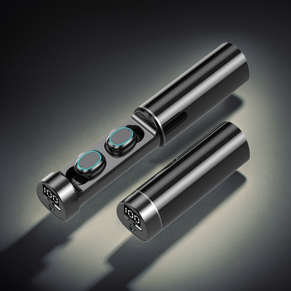 True Wireless Earbuds with Torchlight Charging Case, Touch Controls, Built-In Microphone and USB Charging