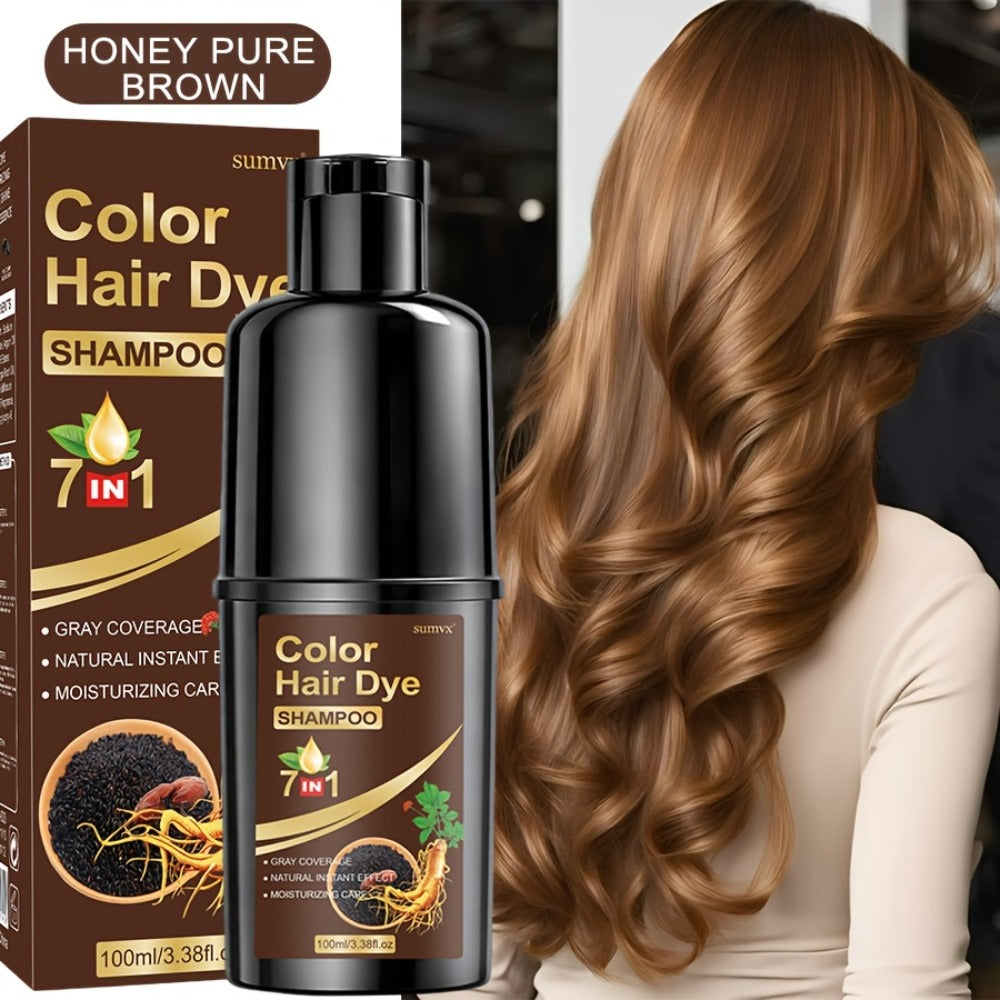 Hair Dye Shampoo, SUMVX 3.38oz Pump Bottle with Six Black, Brown, Coffee and Honey-Brown Shade Options