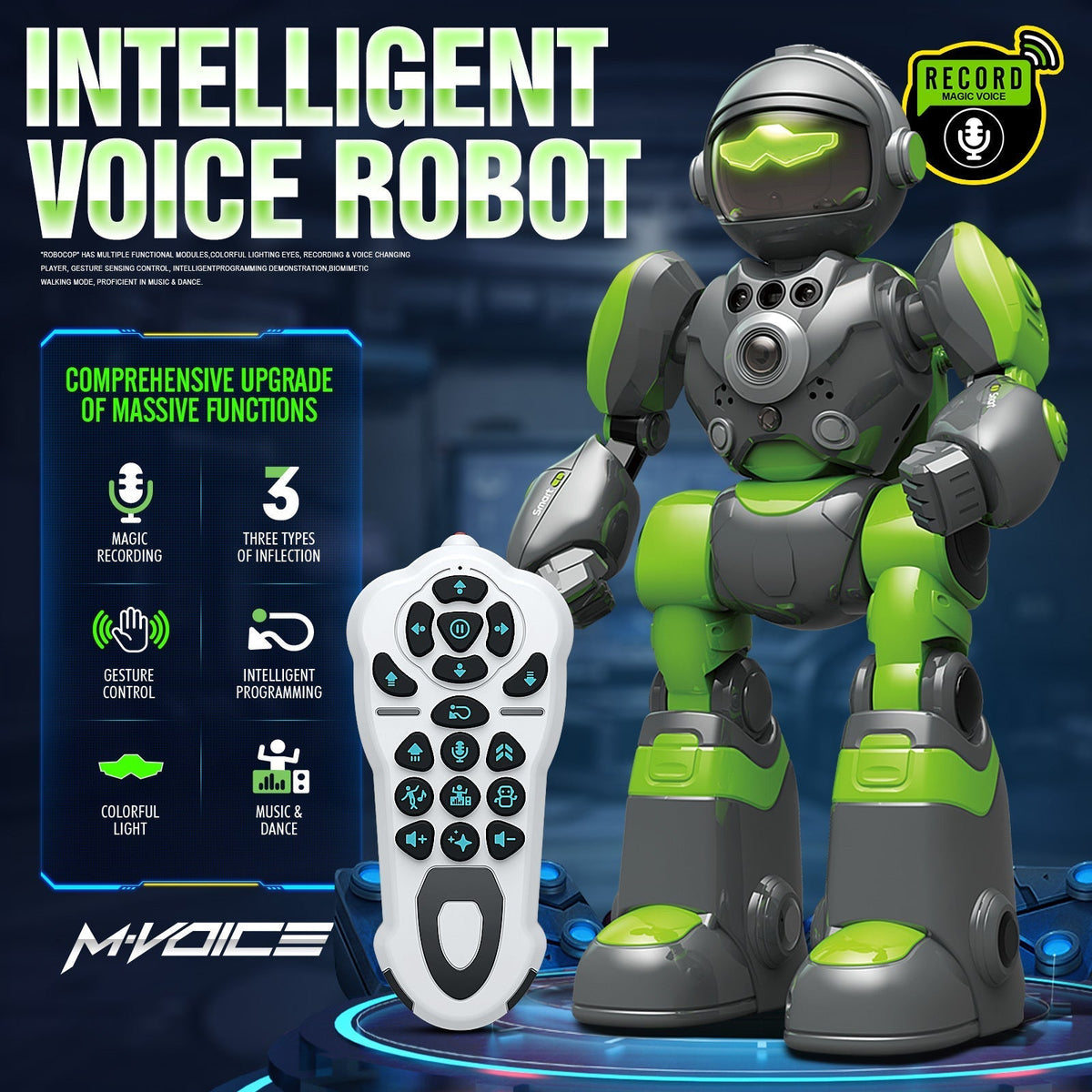 Gesture Control RC Robot Toy for Kids, Voice Recording, Programming, EMO LED Infrared Intelligent Interactive Robot