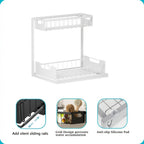 Two-Tier Sliding Under-Sink Organizer in Black, White or Gray with One- or Two-Pack Options