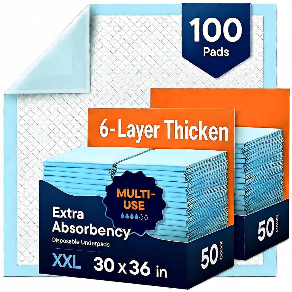 Disposable Bed Pads Extra Large 30x36 Inch, 6-Layer Leak-Proof Underpads for Adults, Seniors, Postpartum
