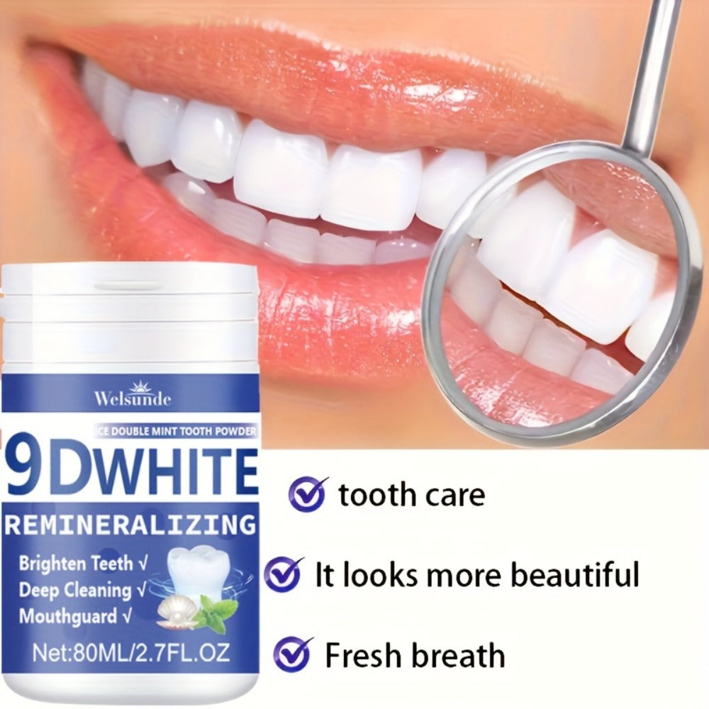 Teeth Whitening Tooth Powder 3-Pack, 9D White Deep Cleaning Dental Powder with Fresh Mint Flavor