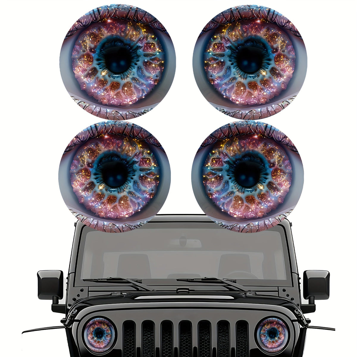3D Beast Eye Headlight Stickers – Funny Car Headlight Decals for Jeep Round Headlights, Truck Body, Bumper & Window Decoration