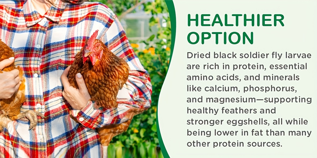 Dried Black Soldier Fly Larvae High Calcium Chicken Feed for Garden, Patio and Yard Use, with the Listed Configuration