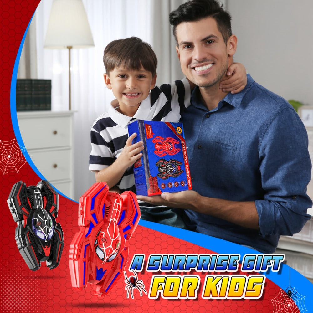 Spider Walkie Talkies for Kids 2-Pack, 2-Way Radio Toy, Grip, Push-to-Talk, Lanyard Hole, Ages 3-12 Boys & Girls