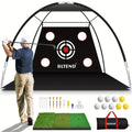 Golf Practice Net 10x7ft with Hitting Mat, Portable Golf Chipping Net for Backyard Indoor Outdoor Use, Golf Training Net for Driving