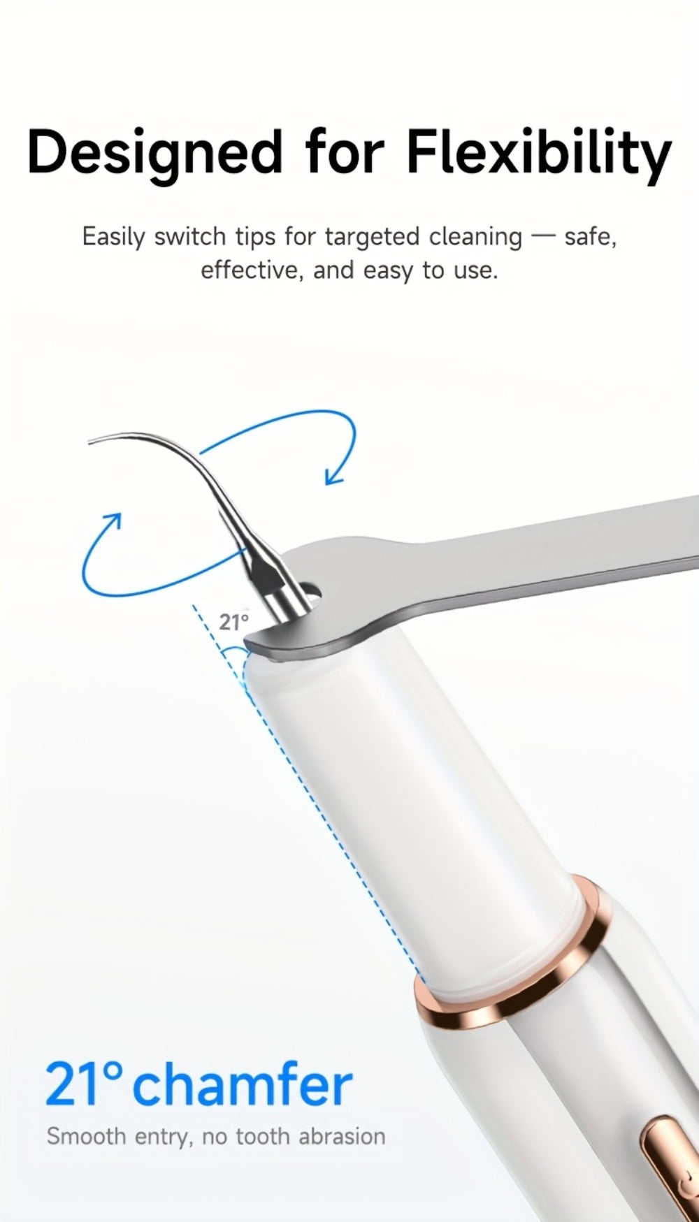 Interdental Plaque Remover with LED Light, Electric Teeth Cleaner, 5 Cleaning Modes, 2 Replacement Heads